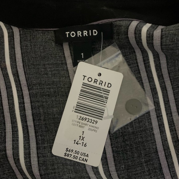 TORRID Open Front Challis Striped Maxi Kimono Duster - Picture 14 of 16